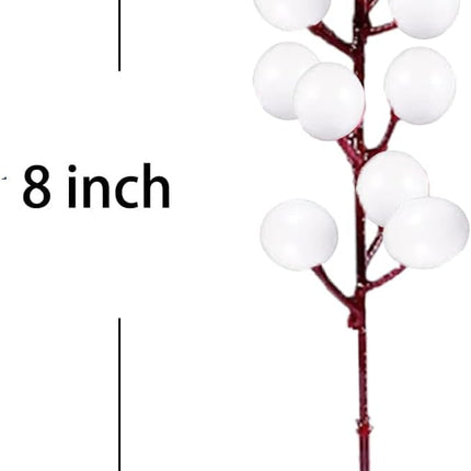 32 Pack Christmas Tree Decoration, 8 Inch Artificial White Berry Stems Christmas Picks Filler for Tree, Holly Berries Christmas Tree Ornaments Xmas Holiday Decor