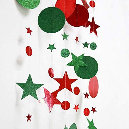 Red and Green Glitter Grinches Christmas Hanging Garland Grinches Christmas Banner Grinches Christmas Garland for Grinches Whoville Christmas Decorations, Xmas Holiday Mantle Fireplace Home Decor