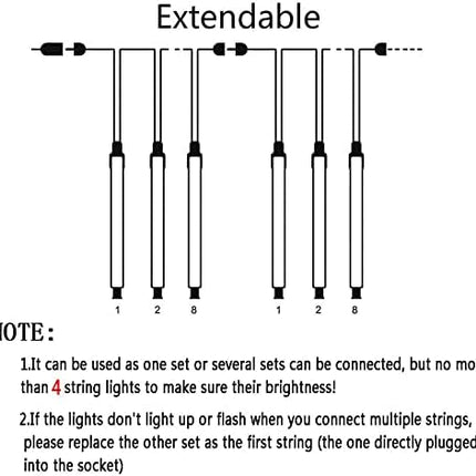 Christmas Lights Outdoor, Meteor Shower Lights 12 inch 8 Tubes LED Snow Falling Lights Icicle Cascading String Lights for Christmas Decoration Tree Garden Wedding Party Holiday, White