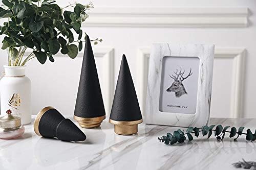 KiaoTime Halloween Simple Elegant Ceramic Christmas Tree Tabletop Counter Centerpiece Mantel Shelf Home Decor Accents Xmas Christmas Tree Decoration Ornament, Black Color(Complete Set of 3 (Black))