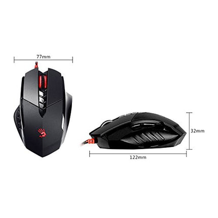 Bloody V7 Ergonomic Claw Grip Gaming Mouse with Rubberized Black Coating - Macros/Scripting/Automation - 8 Programmable Buttons - 3200 DPI
