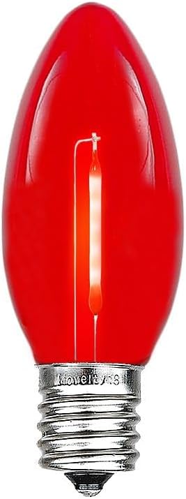 ‎Novelty Lights 25PK C9 LED Plastic Filament Outdoor Christmas Replacement Bulbs LED Christmas Bulbs, Led Bulbs, Replacement Outdoor Light Bulbs, C9 Light Bulbs (Red)