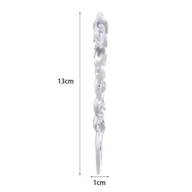 12 PCS Transparent Ice Strip Pendant Crystal Christmas Tree Drop Ornament Christmas Tree Pendants Party Holiday Decoration