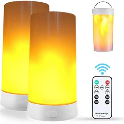 2PCS LED Flame Light, USB Rechargeable Flame Effect Light, Flame Lamp with Remote & Timer, Waterproof Dimmable Flameless Candles Light for Home Party Garden Camping Halloween Christmas Decoration