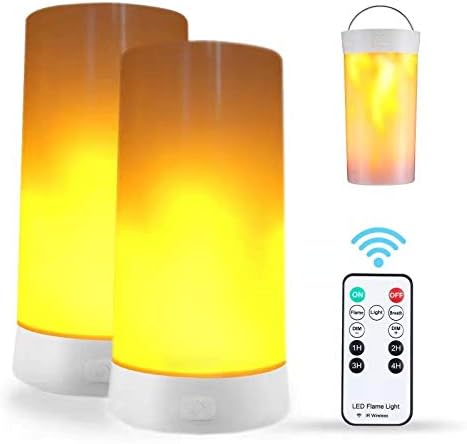 2PCS LED Flame Light, USB Rechargeable Flame Effect Light, Flame Lamp with Remote & Timer, Waterproof Dimmable Flameless Candles Light for Home Party Garden Camping Halloween Christmas Decoration