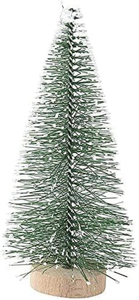 Miniature Pine Trees 8 Pcs Sisal Frosted Christmas Trees Snow-Covered with Wood Base Christmas Tree Set Tabletop Trees for Miniature Scenes, Christmas Crafting and Designing, Mixed Size