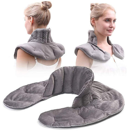 Microwave Heating Neck and Shoulder Wrap Gravity Weighted Strap Short Plush Neck and Shoulder Heating Pad with Hot/Cold Pack