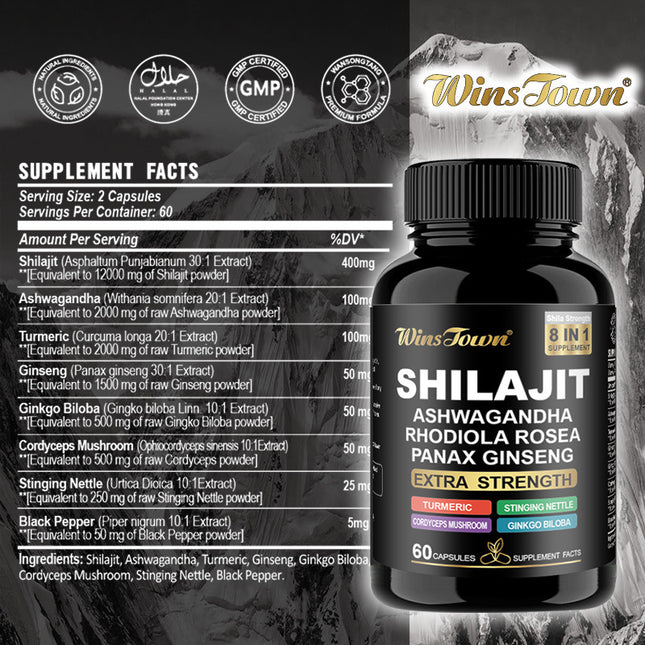 Shilajit Capsules Pure Himalayan Shilajit with Ashwagandha