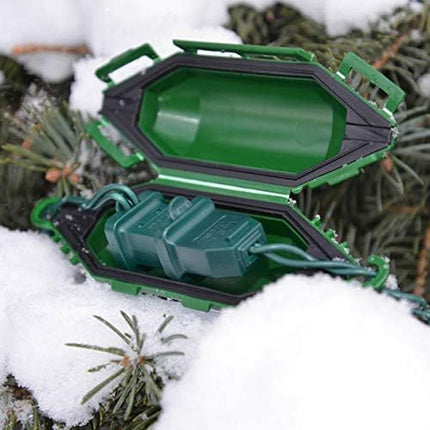 Mini Holiday Light Cord Protector and Christmas Light Plug Cover - Green (10 Pack)