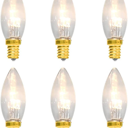 GOOTHY 6 Pack C26 LED Replacement Bulbs, 3V Glass Clear Torpedo Tip Light Bulbs, E12 Candelabra Base LED Light Bulbs for 12 Inch Battery Operated LED Window Candles Lamps, Christmas Decorative