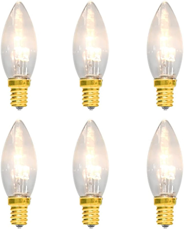 GOOTHY 6 Pack C26 LED Replacement Bulbs, 3V Glass Clear Torpedo Tip Light Bulbs, E12 Candelabra Base LED Light Bulbs for 12 Inch Battery Operated LED Window Candles Lamps, Christmas Decorative