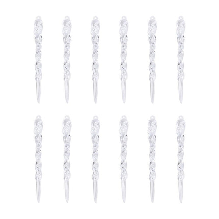 12 PCS Transparent Ice Strip Pendant Crystal Christmas Tree Drop Ornament Christmas Tree Pendants Party Holiday Decoration