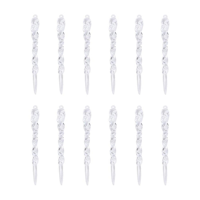 12 PCS Transparent Ice Strip Pendant Crystal Christmas Tree Drop Ornament Christmas Tree Pendants Party Holiday Decoration