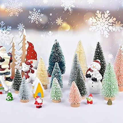 DearHouse 30PCS Artificial Mini Christmas Trees, Mini Pine Tree Sisal Trees with Wood Base Bottle Brush Trees for Christmas Table Top Decor Winter Crafts Ornaments (Pink, 30)