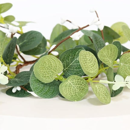4pcs Pillar Candle Rings Wreaths, Artificial Eucalyptus Leaves Mini Wreaths Greenery Boho Candleholders, Rustic Farmhouse Decorative Wreath for Easter Christmas Wedding Home Table Decor(Green)