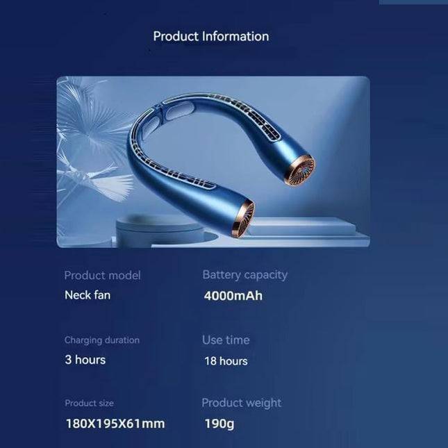 Hanging Neck Electric Fan,Usb Charging Fan,Portable Neck Hanging Fan,Hanging Neck Fan,4000 Milliampere Battery,Foldable Neck