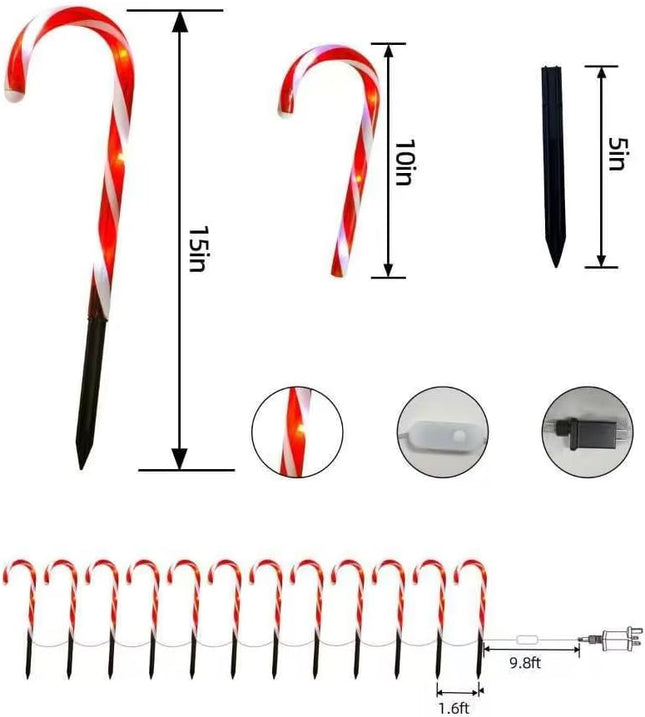 12 Pcs Christmas Candy Cane Lights with App Control & Remote,Outdoor Candy Cane Decorations with RGB Lights,Dimming,Timer DIY,Waterproof,Color Changing Christmas Pathway Lights for Holiday,Halloween