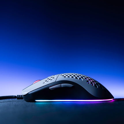 Arozzi Favo Ultra Lightweight Customizable RGB Gaming Mouse with Honeycomb Pattern Pixart 3389 Sensor and Omron 20M Switches - Grey
