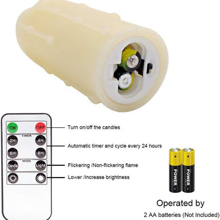 DRomance Flameless Flickering Candles Battery Operated with Remote and Timer, Set of 6 Dripping Wax LED Pillar Candles Halloween Christmas Holiday Indoor Decor(Ivory, 2.2 x 4-9 Inches)