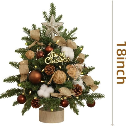 Christmas Tree for Tabletop Decoration, Mini Artificial Christmas Tree with Hanging Ornaments and Presents for Year Holiday Home Decorations