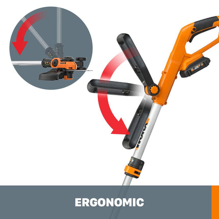 WORX WG162 20V Cordless Grass Trimmer & Edger, Black and Orange, 12 inches