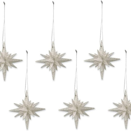 Bethany Lowe Platinum Sparkle Moravian Star Set of 6