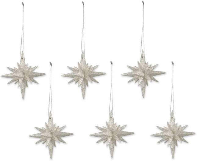 Bethany Lowe Platinum Sparkle Moravian Star Set of 6