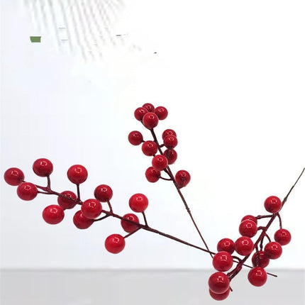 40pcs Red Berry Stems for Christmas Tree Decoration Artificial Holly, Easy to Bend, Durable - Large Red Berries Stems for Festive Decorations