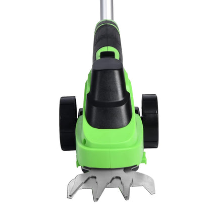 Evcitn Cordless Hedge Trimmer Electric Hand Held Grass Shear Shrubbery Clipper 7.2V Electric Grass Cutter with Rechargeable Battery and Charger Included for Garden and Lawn - Green（with Pole）