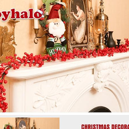 Joyhalo Red Berry Garland - 8.9 FT Christmas Holly Berry Vine for Christmas Tree, Winter Berry Garland for Mantle Xmas Tree Window Door Hanging Indoor Outdoor Holiday Decoration