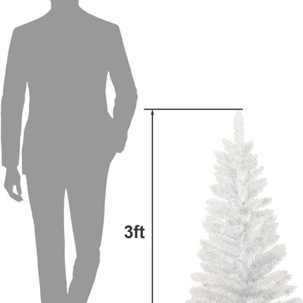 Kadunmina 3FT Pre-lit Artificial Christmas Tree, White Christmas Tree with Stand Small Christmas Tree with Lights Xmas Tree with 88 Branch Tips for Indoor and Outdoor