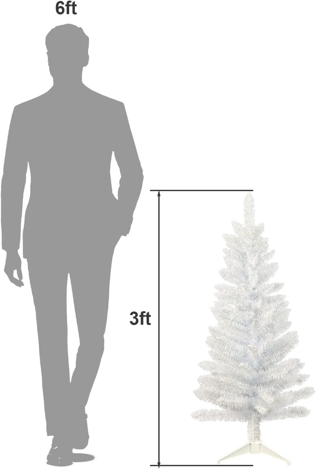 Kadunmina 3FT Pre-lit Artificial Christmas Tree, White Christmas Tree with Stand Small Christmas Tree with Lights Xmas Tree with 88 Branch Tips for Indoor and Outdoor