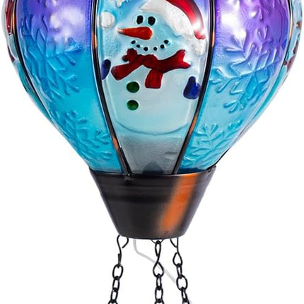 Hot Air Balloon Decorations, Christmas Snowman Outdoor Hanging Lights with Candle Holder, Solar Lanterns Outdoor Waterproof for Garden, Patio, Lawn Decor
