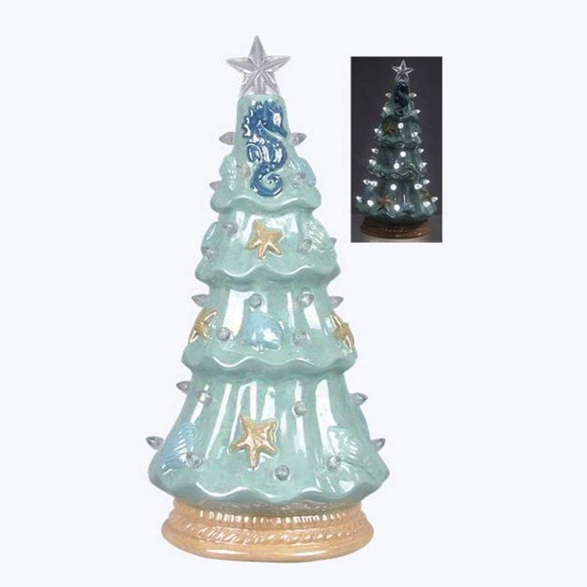 Young's Inc Ceramic Nautical Christmas Tree with LED White Light