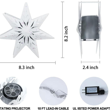 YEAHOME Christmas Tree Topper, 3D Lighted White 7-Point Star Tree Topper with Snow-White Snowflake Projector for Christmas Treetop, Lights Xmas Tree Topper for Christmas Tree Decorations