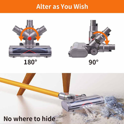 Hardwood Floor Attachment For Dyson V6 Dc58 Dc59 Dc61 Dc62 Dc74 Dc Series Vacuum Cleaners With Led Headlights, V Shape Turbo Bristle Brush Head