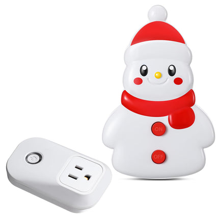 Snowman Remote Control Outlet, Christmas Snowman Wireless Electrical Outlet Plug Switch, 100Ft Long Range Wireless Light Switch for Electrical Devices, Christmas Lights, Battery Included