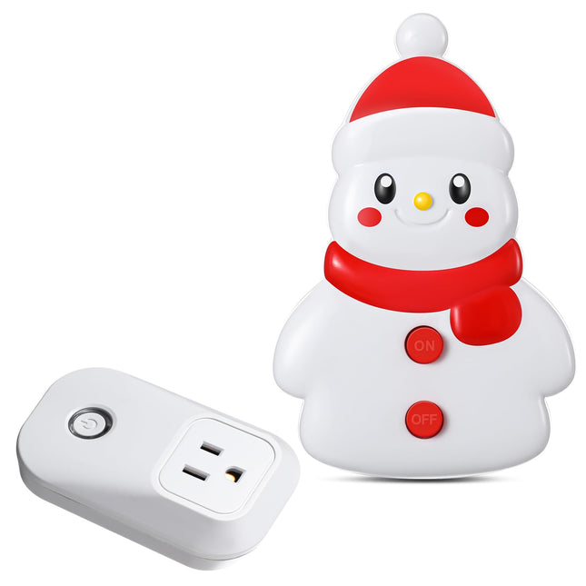 Snowman Remote Control Outlet, Christmas Snowman Wireless Electrical Outlet Plug Switch, 100Ft Long Range Wireless Light Switch for Electrical Devices, Christmas Lights, Battery Included