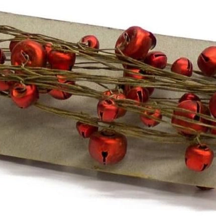 Melrose Red Miniature Metal Sleigh Bells Christmas Garland String 10 Feet Long Décor