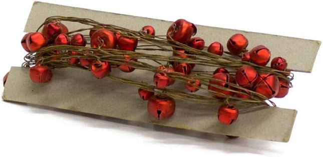 Melrose Red Miniature Metal Sleigh Bells Christmas Garland String 10 Feet Long Décor