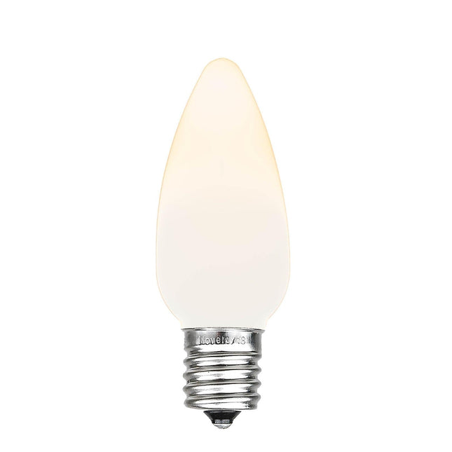 Novelty Lights 25 Pack C9 LED Ceramic Outdoor Patio Party Christmas Replacement Bulbs, Warm White, 3 LED's Per Bulb, Plastic, Energy Efficient