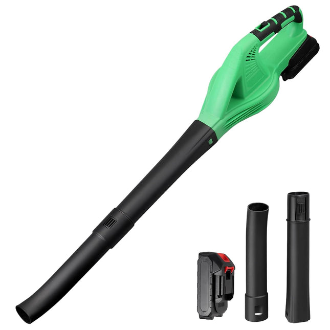 21V Cordless Leaf Blower, GARLLEN Electric Leaf Blower, Variable-Speed Lightweight Leaf Blower with 2.0Ah Battery, Fast Charger and 2 Section Tubes, for Patio, Yard, Leaf/Dust Blowing