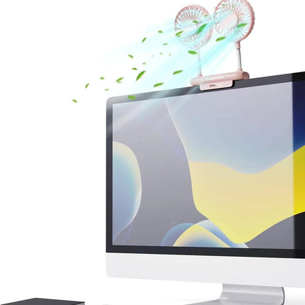 Monitor Fan, Thrrly Desktop Fan With 2 Fan Heads, 3 Speeds 360° Rotatable Office Desk Fan Usb Powered Cooling Fan With Sturdy