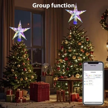 Christmas Tree Star 50LEDs, 11.5'' Smart Lighted Tree Topper Christmas Tree Decorations, 18 Modes, Bluetooth App Control with Timer, Star Tree Topper LED Christmas Lights Indoor Outdoor