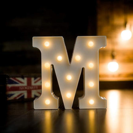 Foaky LED Letter Lights Sign Marquee Light Up Letters Sign for Night Light Wedding/Birthday Party Battery Powered Christmas Lamp Home Bar Decoration(M Sign)