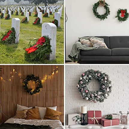 Pack of 5 Wire Wreath Frame (14 Inch) with 25 Twist Ties – Round Metal Wreath Form for Crafts & Floral Decorations on Weddings Christmas Home Party Celebrations, Dark Green
