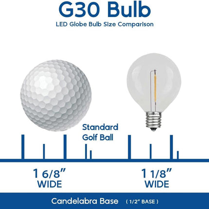 Novelty Lights Incandescent G30 Globe Replacement Bulbs - Outdoor Individual Bulbs For Events, Holiday Parties, Patios, And More - C7/E12 Candelabra Base, 5 Watt Lights (Red, 25 Pack)