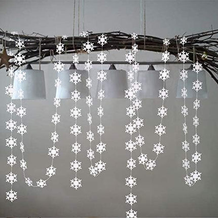 Cheerland Pearl White Snowflake Garland Kit Hanging Christmas Decorations Snowflakes Icy Tree Decor Streamer Bunting Banner for Winter Wonderland Party Birthday Wedding Year Baby Shower Home Decor