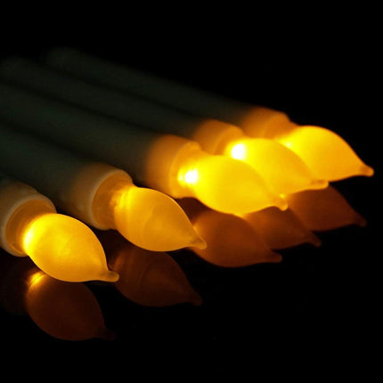 Pack of 24 Flameless Taper Candles Battery Operated Flickering Ivory Led Candle for Christmas Wedding Party Candelabra Flicker Amber Taper Candles Table Centerpiece – 6.5 Inch Candle