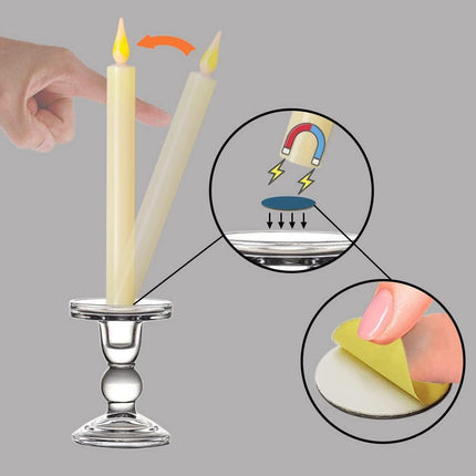 Flameless Taper Candles with Timer and Remote, with Suction Cup Holder and Magnetic Base Christmas Window Candles Battery Operated Candles for Christmas Halloween Decor